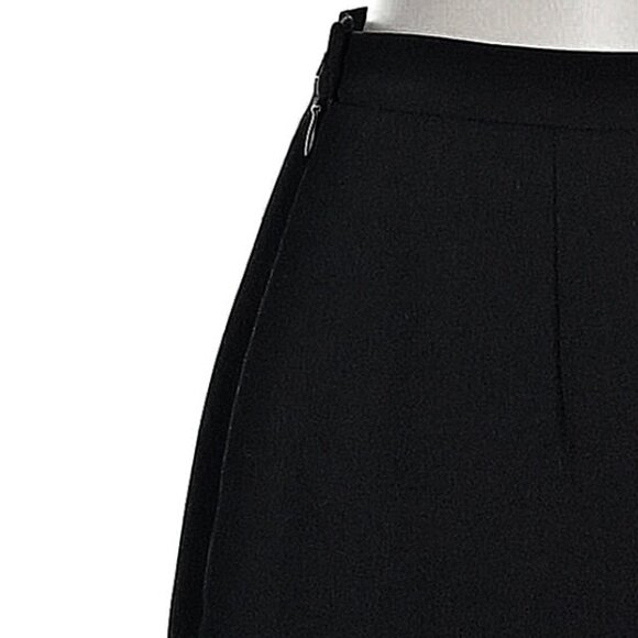 Brooks Brother Wm Sz 12 Black Satin-Look Pencil-Silhouette Midi-Skirt Slit Zip - Picture 3 of 9